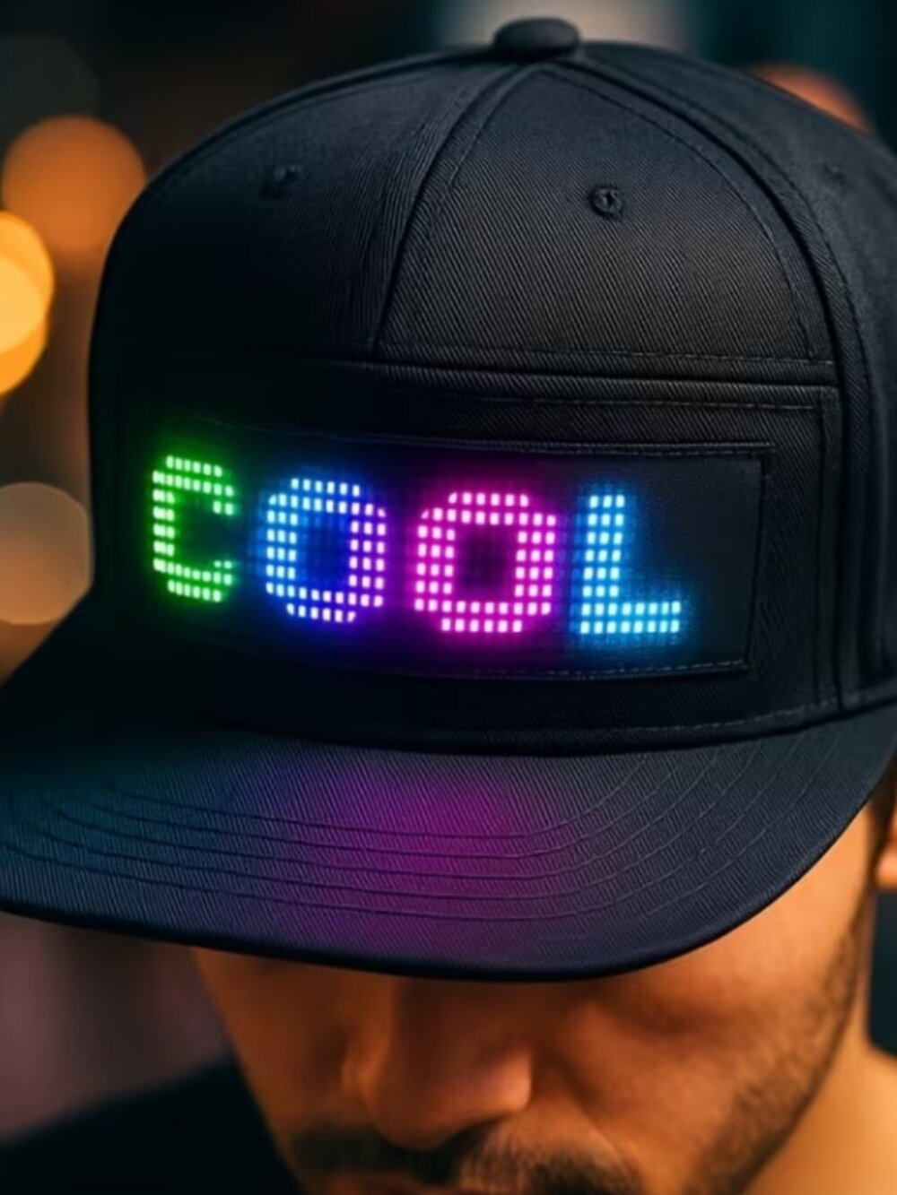 Programmable LED Hat, App Controlled Light Up Baseball Cap, Scrolling Text & Pix